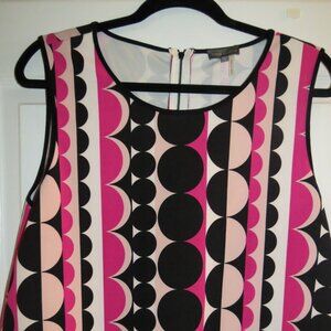 EUC Vince Camuto Women's Size L Large Pink Black Retro Geometric Sleeveless Top